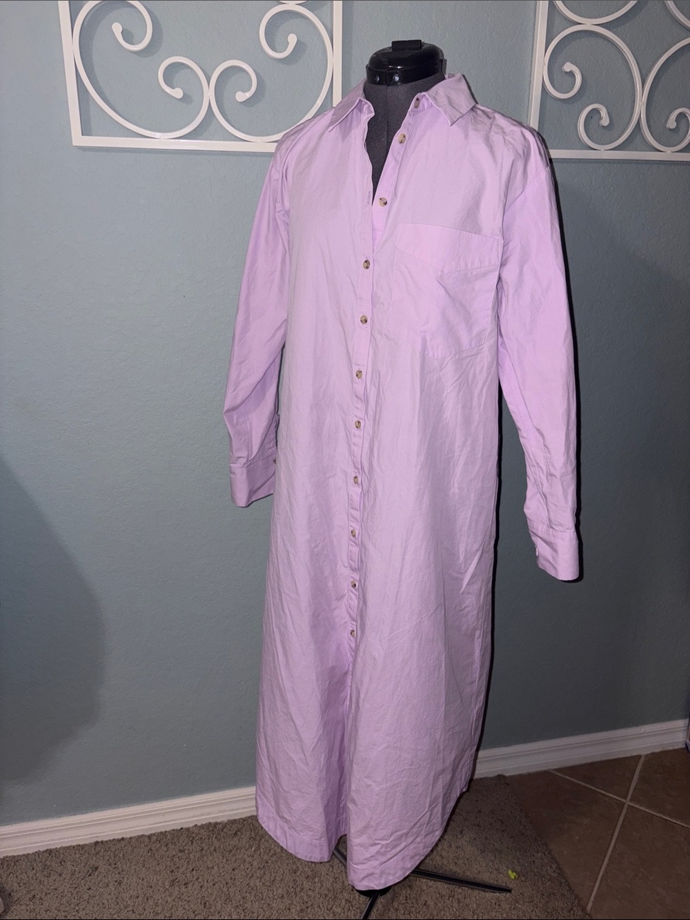 Nwot Anthropologie Maeve Soren Long-Sleeve Shirt Dress Lavender Lilac Sz small